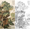 刘彦水竖幅工笔山水白描底稿《翠微依楼观飞瀑》-多种白描尺寸可选-LQ80 商品缩略图0