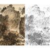 刘彦水白描底稿-竖幅工笔山水人物-《观瀑图》-多种白描尺寸可选-LQ66 商品缩略图0