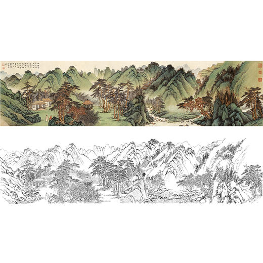 刘彦水白描底稿-横幅工笔山水-《岭峦深秀客话长》-多种白描尺寸可选-LQ63 商品图0