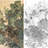 刘彦水白描底稿-大竖幅工笔山水-《青峰叠嶂水长流》-多种白描尺寸可选-LQ78 商品缩略图0