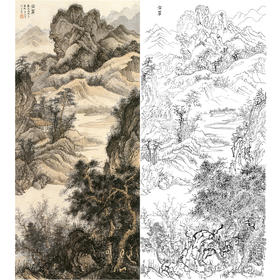 刘彦水白描底稿-竖幅工笔山水-《空翠》-多种白描尺寸可选-LQ75