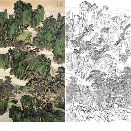 刘彦水白描底稿-竖幅工笔山水-《茂山崇林》-多种白描尺寸可选-LQ70 商品图0