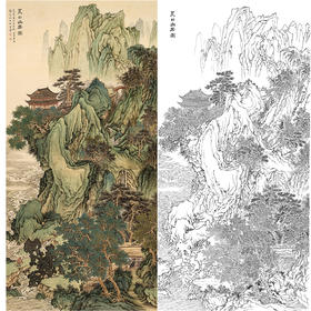 刘彦水大竖幅工笔山水白描底稿《夏日山居图》-多种白描尺寸可选-LQ81