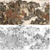 刘彦水横幅工笔山水白描底稿《红装绛岩清溪流》-多种白描尺寸可选-LQ51 商品缩略图0