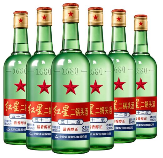 红星二锅头清香型52度 500ml*1件（12瓶） 商品图1