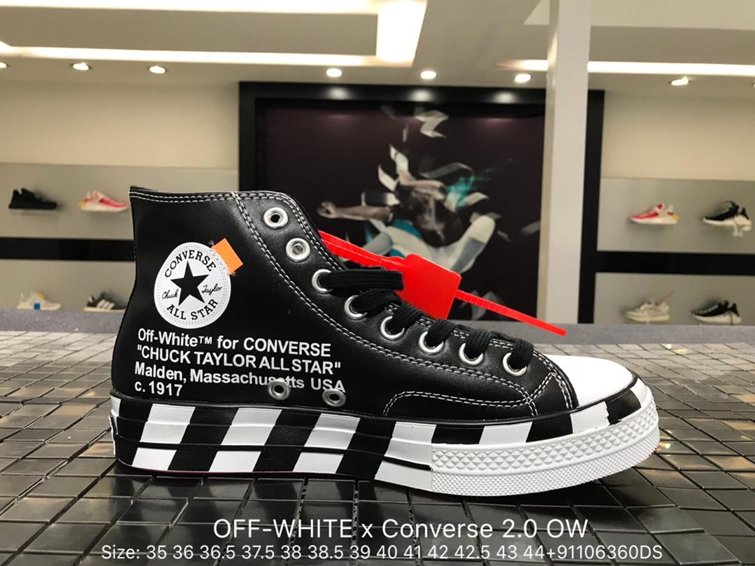 off-white x converse 2.0 ow匡威联名黑白棋格帆布鞋