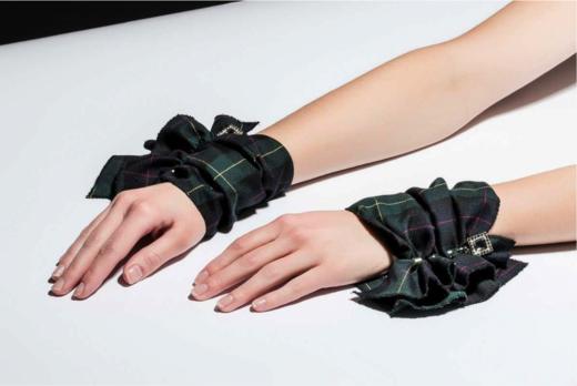 北京仓｜Catherine Osti-WALLACE-Scottish风格软呢 袖饰（绿色）［法国设计师］ 商品图0
