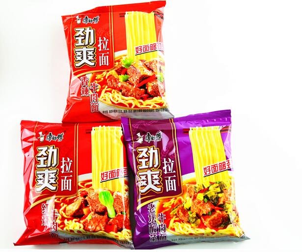康师傅劲爽香辣袋装红烧牛肉面101g