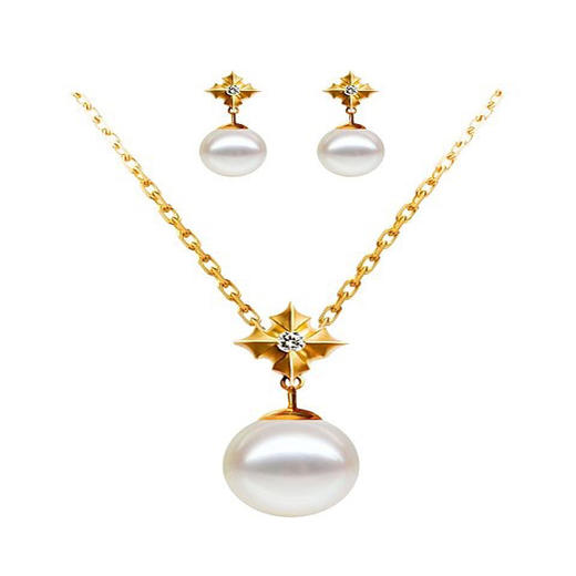 Pearl moments18K金 闪耀的星珍珠项链耳环套装undefined 商品图0