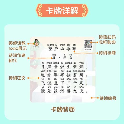 婷婷诗教 古诗学习卡 小学必背75首古诗词 商品图5