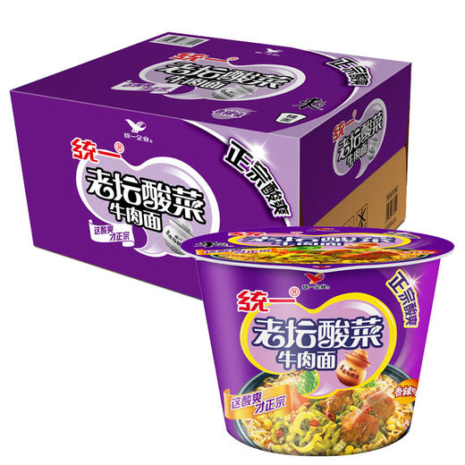 统一 巧面馆  老坛酸菜牛肉面 *1件（12桶） 商品图0