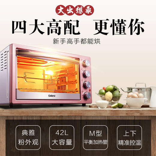 格兰仕 X1R 电烤箱 家用 烘焙上下管独立控温 3D热风旋转烤 42L 机械操控 商品图3