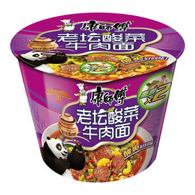 康师傅 方便面 经典系列老坛酸菜牛肉桶面 1桶