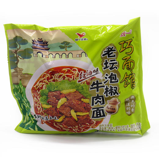 统一巧面馆 老坛泡椒牛肉面 24袋 商品图0