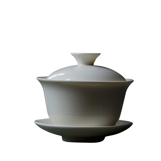 茶香记 大盖碗特大号三才盖碗300ml象牙白玉瓷简洁泡茶碗功夫茶具 商品图4