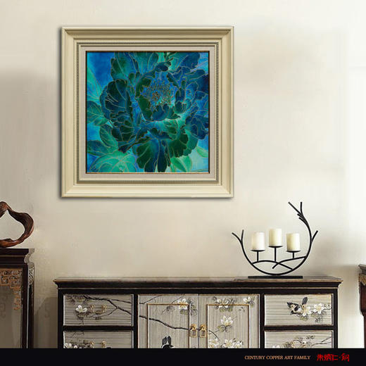 朱炳仁铜 精铜 多彩雕金画系列2 富贵牡丹 非遗朱军岷铜壁画装饰画非遗家居摆件艺术品 商品图3