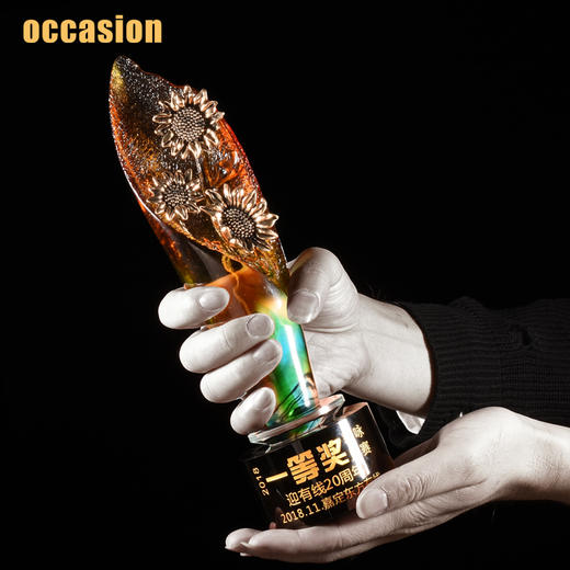 盛典 珐琅古法脱蜡琉璃奖杯定制 制作员工年会奖品 水晶定做刻字 商品图1