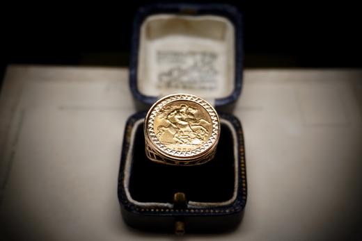 英国古董9K金乔治马剑金币戒指 o frantiques英国古董 商品图7