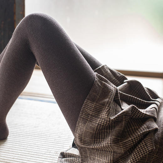 靴下物400D纯色竖纹袜子女蓄热内拉绒连裤袜秋冬季保暖加厚打底袜 商品图1