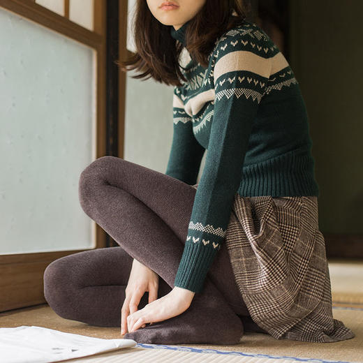 靴下物400D纯色竖纹袜子女蓄热内拉绒连裤袜秋冬季保暖加厚打底袜 商品图3