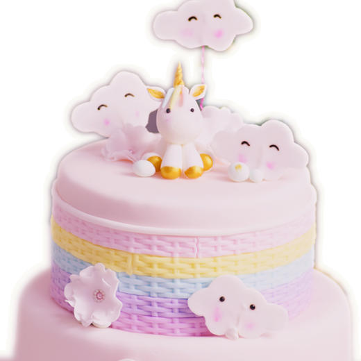【独角兽】8.6英寸 翻糖 生日蛋糕  宝宝生日宴 定制蛋糕 商品图2