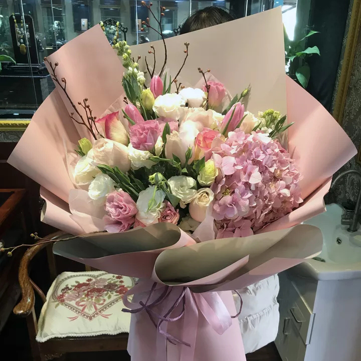 小清新浪漫韩式花束 如图制作 - 惠州订鲜花