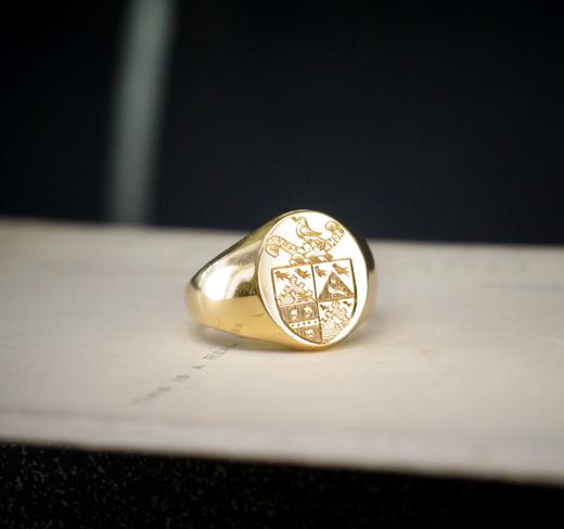 英国古董18K金盾牌家族徽章雕刻戒指o frantiques英国古董 商品图11