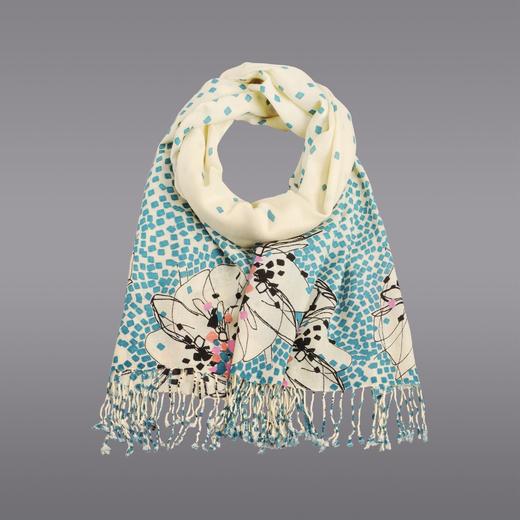 CESARE BRUNI品牌，精纺羊毛抽象花卉流苏披肩 CFW1202011 商品图10