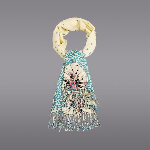 CESARE BRUNI品牌，精纺羊毛抽象花卉流苏披肩 CFW1202011 商品图11