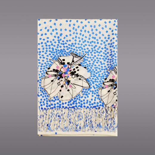 CESARE BRUNI品牌，精纺羊毛抽象花卉流苏披肩 CFW1202011 商品图2