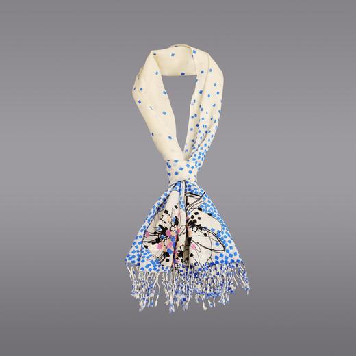 CESARE BRUNI品牌，精纺羊毛抽象花卉流苏披肩 CFW1202011 商品图7