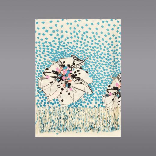 CESARE BRUNI品牌，精纺羊毛抽象花卉流苏披肩 CFW1202011 商品图9