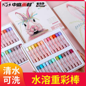 中盛画材马卡龙重彩水溶油画棒幼儿园可擦可水洗旋转蜡笔24色套装