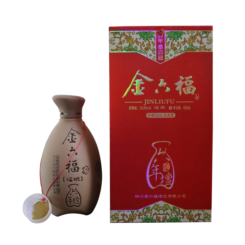 金六福 福根六年檀 陶瓶礼盒装 (400ml 50ml母液酒)酒精度50.