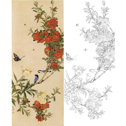 于非闇竖幅工笔花鸟白描底稿-花鸟蝴蝶-YF11 商品图0