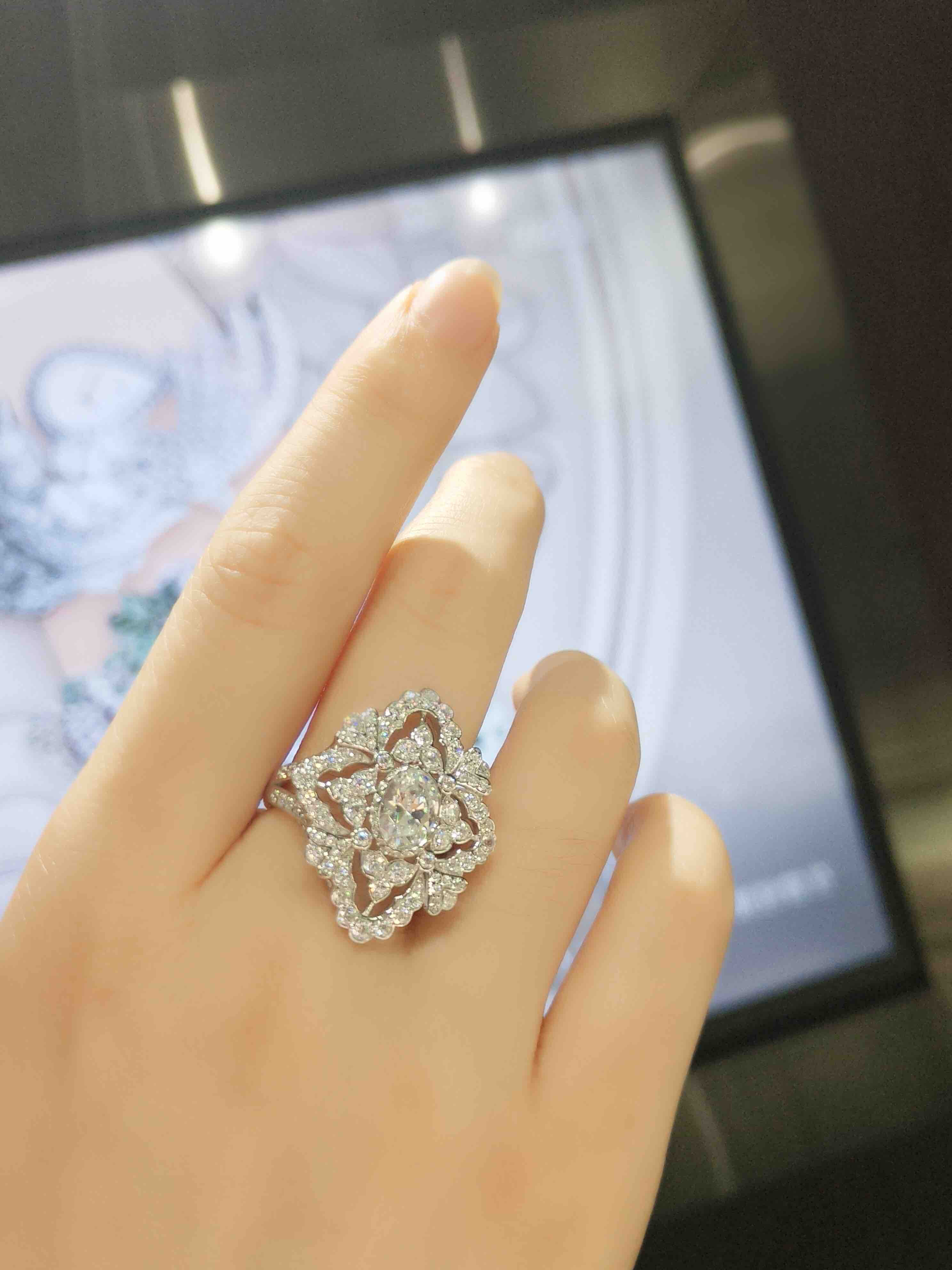 布契拉提花形超美戒指通体纯银