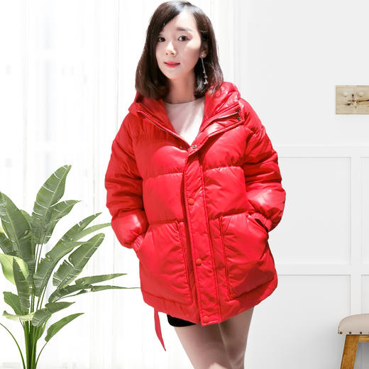 她之蝶冬季上新加厚宽松面包服小个子腰带系带羽绒服1840177 商品图1