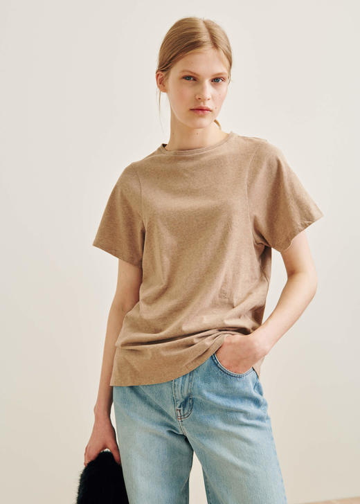 Toteme 19ss Espera短袖T恤 奶咖色/黑色 商品图0