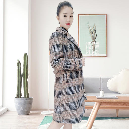 她之蝶冬季上新格子复古欧美大牌显瘦气质厚外套风衣1840113 商品图2
