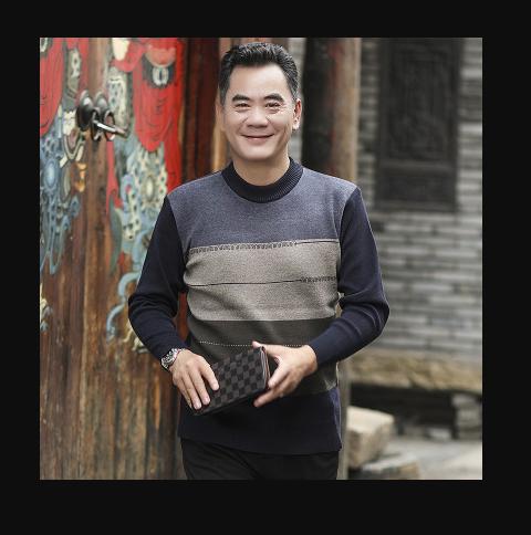 【毛衣】*中年男士加厚毛衣商务休闲男装爸爸圆领针织衫中老年羊毛衫男 商品图0