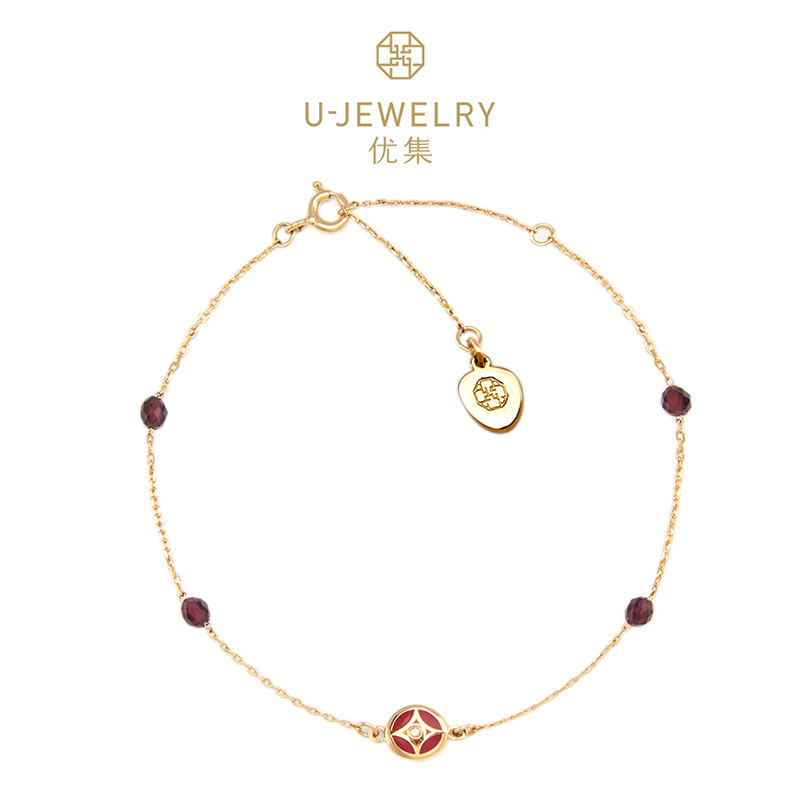 优集u-jewelry 招财进宝红尖晶串珠手链