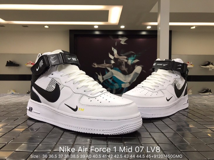 男女均有耐克nikeairforce1mid07lv8sneakerwhiteforman804609605解构