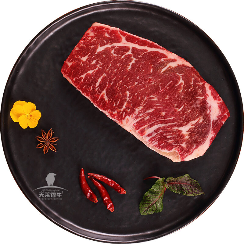 【冷鲜肉】天莱香牛 新疆有机牛肉 安格斯西冷牛排1080g 6片装 新鲜