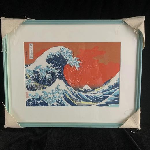 葛饰北斋 特制红色神奈川冲浪里 珍贵手工木刻浮世绘版画含装裱 商品图7
