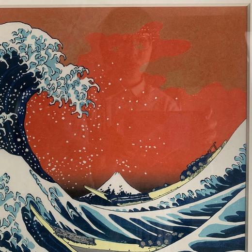 葛饰北斋 特制红色神奈川冲浪里 珍贵手工木刻浮世绘版画含装裱 商品图4