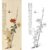 于非闇竖幅工笔花鸟白描底稿-菊花-《菊石图》-多种白描尺寸可选-YF31 商品缩略图0