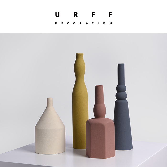 urff 莫兰迪花瓶 手工陶瓷植物花器装饰摆件