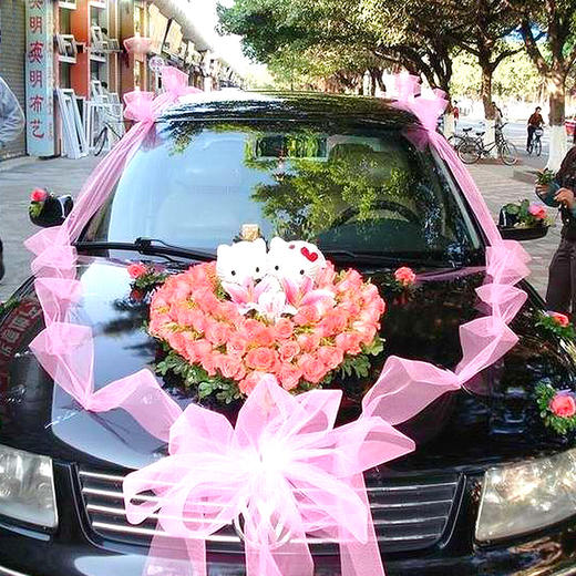 婚车花车花饰套餐-结婚新人主婚车鲜花装饰豪华气派可上门布置 商品图0