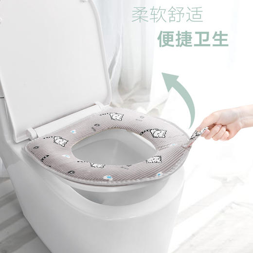 粘扣式北欧通用马桶垫坐垫冬季坐便套马桶套马桶圈坐垫加绒马桶贴 商品图3