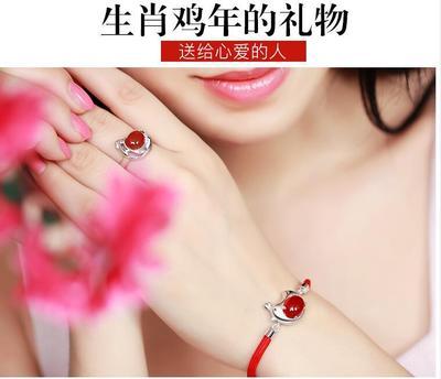 【手链】s925纯银手链批发 本命年鸡年生肖转绳手链 纯银饰品 商品图3